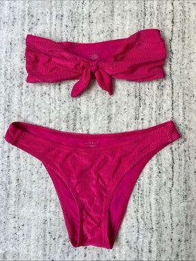 Lively Ribbed Bandeau Bikini Set